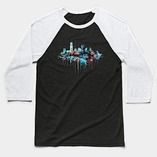 City Skylines Urbain World Fun Life Abstract Baseball T-Shirt